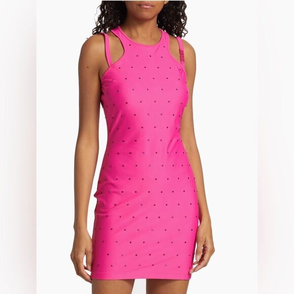 Versace Jeans Couture Crystal-Embellished Logo Minidress size S - Picture 3 of 15